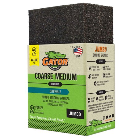 Gator Finishing Drywall Jumbo Sanding Sponges, Coarse/Medium Combo Grit 7117